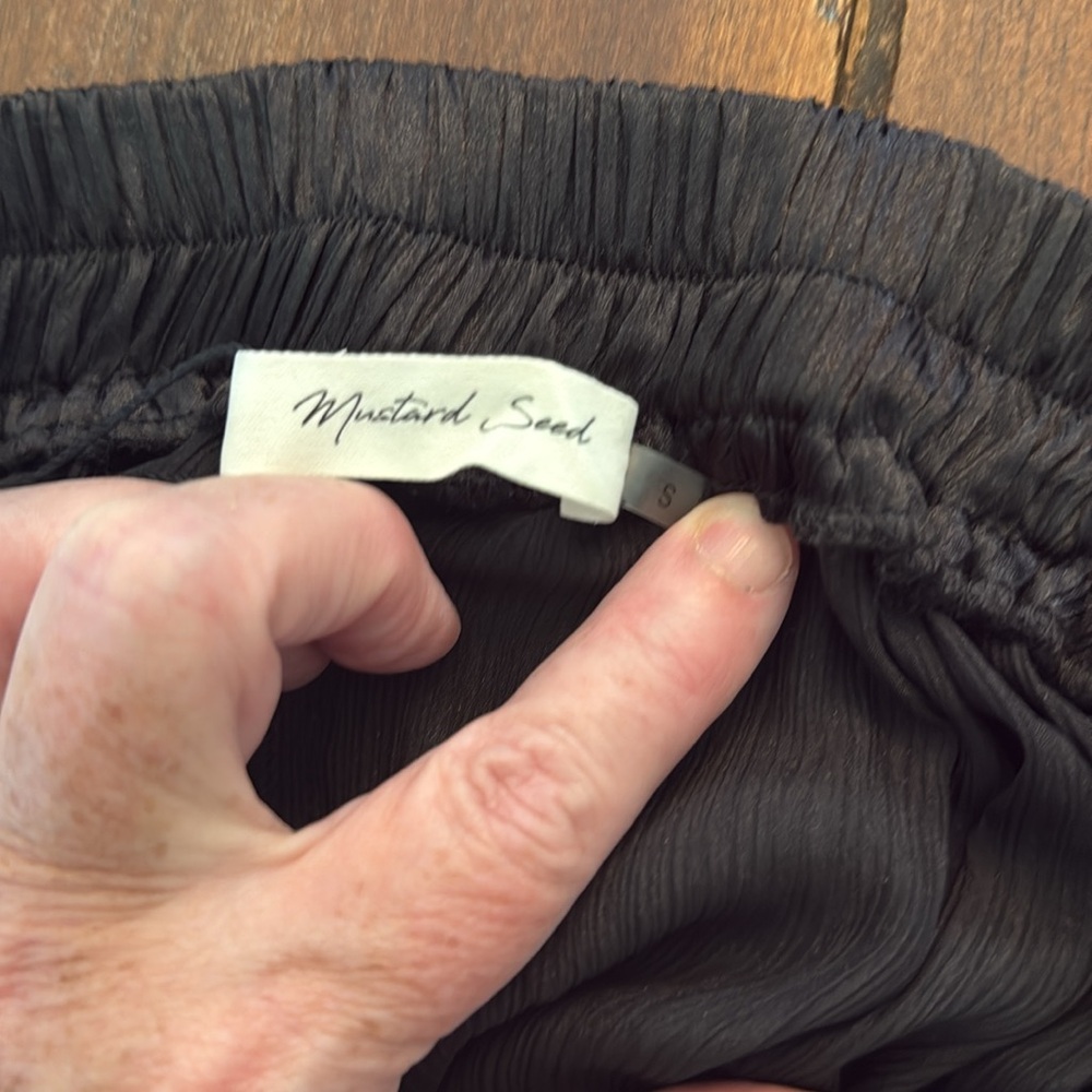 Mustard Seed Women's Small Pants Black Polyester Wide Leg‎ Crinkle - Picture 8 of 11